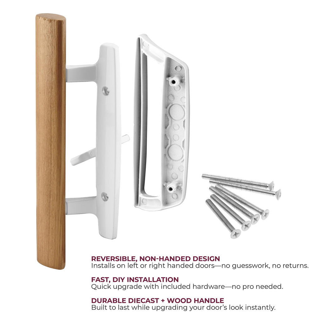 Sliding Glass Door Handle Set, White, 3-15/16 in. Hole Spacing