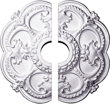 18"OD x 3 1/2"ID x 1 1/2"P Rotherham Ceiling Medallion, Fits Canopies up to 3-1/2", 2 Piece