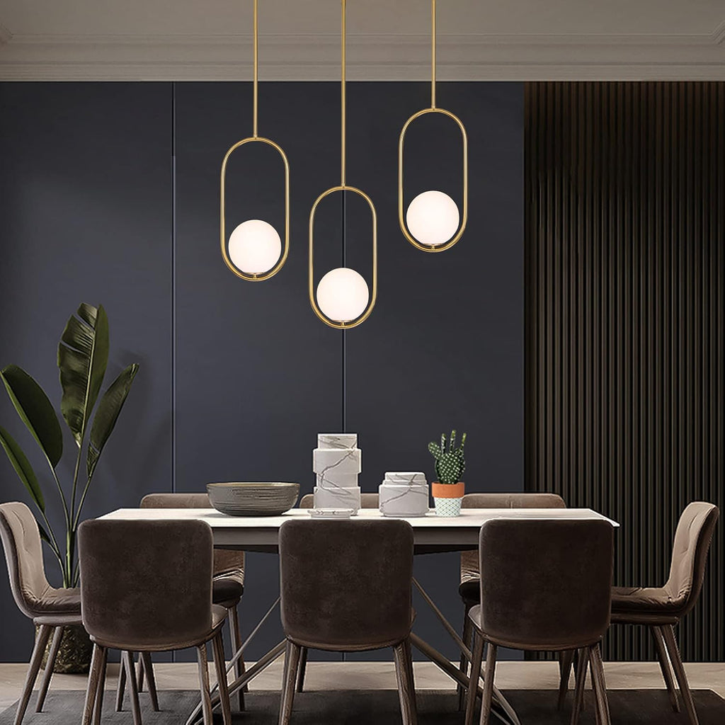 Modern Pendant Lighting Gold Globe Pendant Light Fixture,Mid Century Chandelier One Light Hanging Fixture for Kitchen