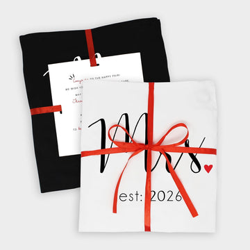 Couples Aprons, Mr. & Mrs. Est: 2026 Black & White