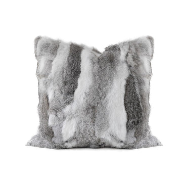 Rabbit Fur Throw Pillow Covers Decorative Fluffy Soft Fuzzy Plush Luxury Genuine Animal Skin Lumbar Pillow 18"x18"
