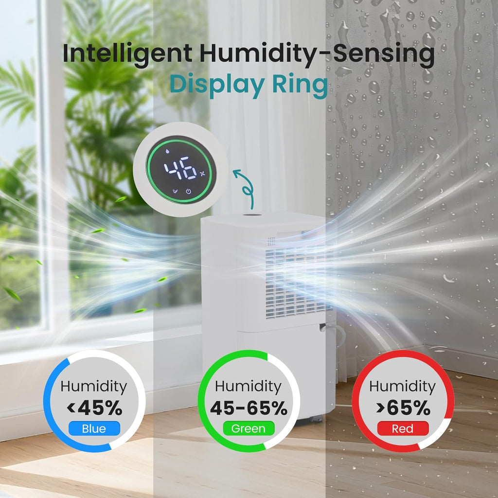30Pints Dehumidifier with Drain Hose, Most Efficient Energy Star, 2,000 Sq.Ft Dehumidifier for Basement, 2L Tank 38dB