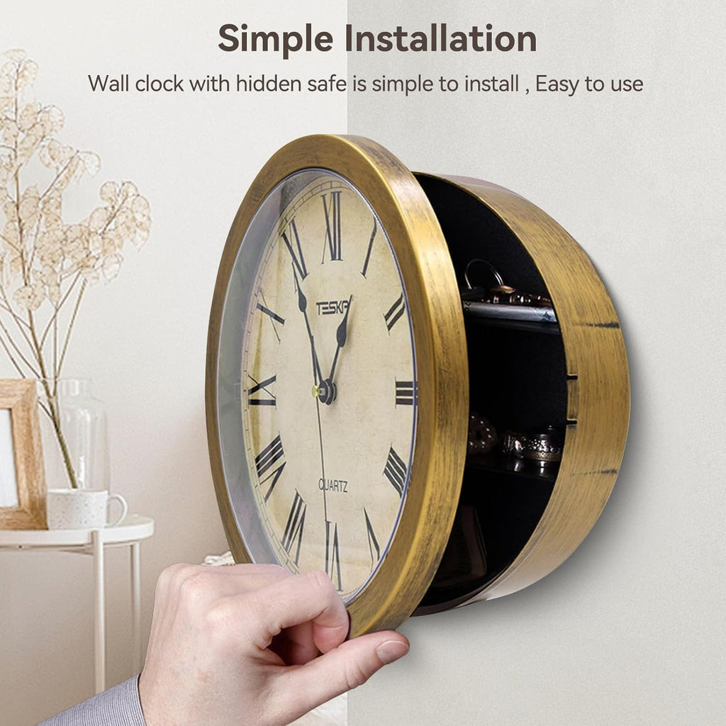 Decorative Wall Clock, Secret Compartment 10 Inch Wall Clock Diversion Safe Secret Hidden Secret Hidden with Hidden Compartment for...