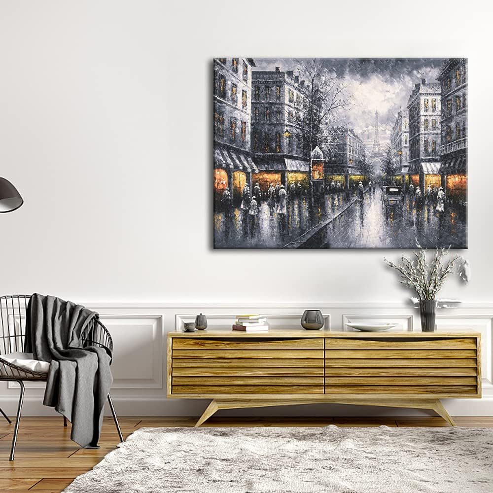 Paris Street View Large Modern Wrapped Giclee Cityscape Artwork Contemporary Landscape City Oil Paintings