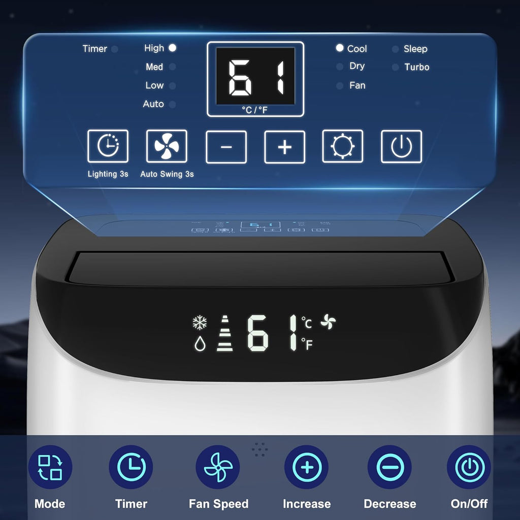 Inverter 16000BTU Portable Air Conditioners with Remote, Free Stand Cooling Portable AC Unit for Room up to 800 sq.ft