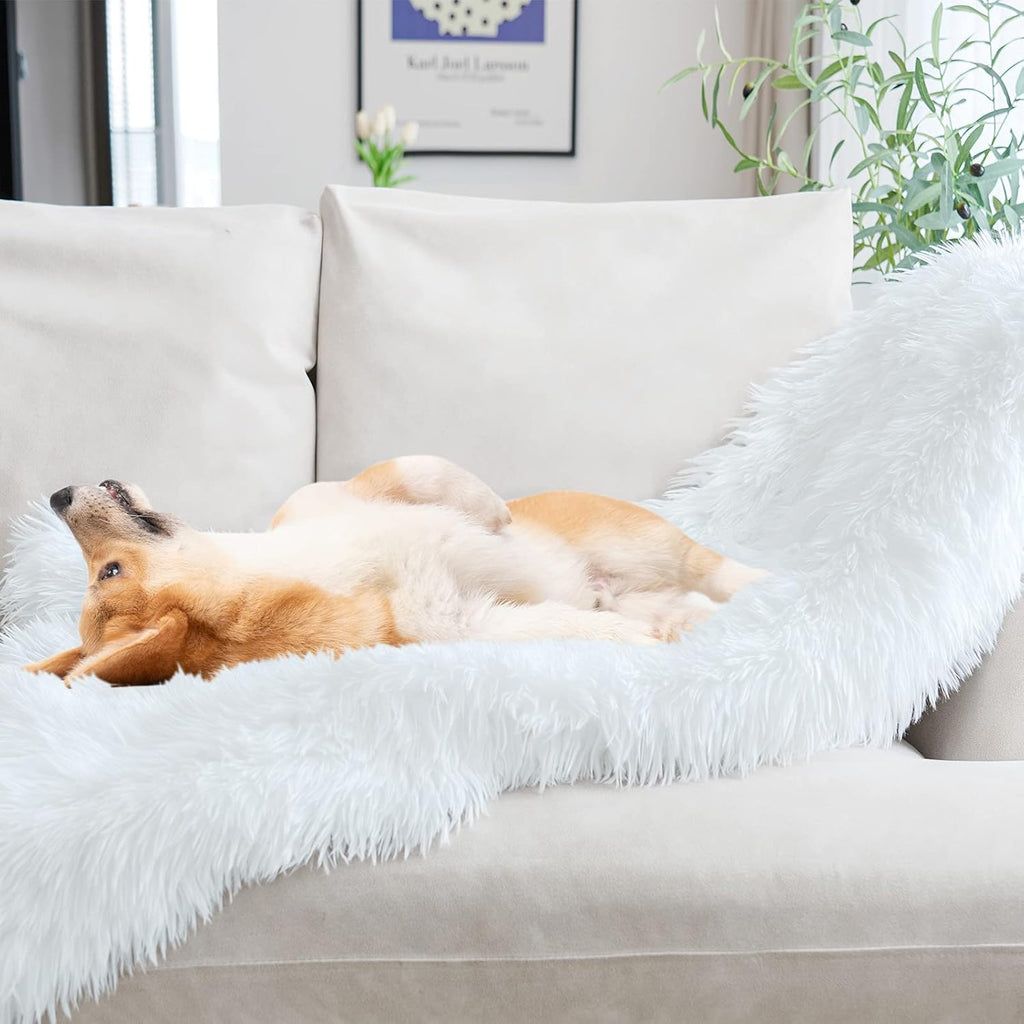 Extra 2.8" Long Hair Fluffy Faux Fur Throw Blanket 50" x 60", Luxury Soft Decorative Fuzzy Furry Blankets, Cozy Plush