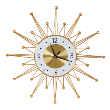 Large Wall Clock 20'' Modern Big Wall Clock Starburst Mid-Century Decor Non-Ticking Silent Quartz Movement Clock Home