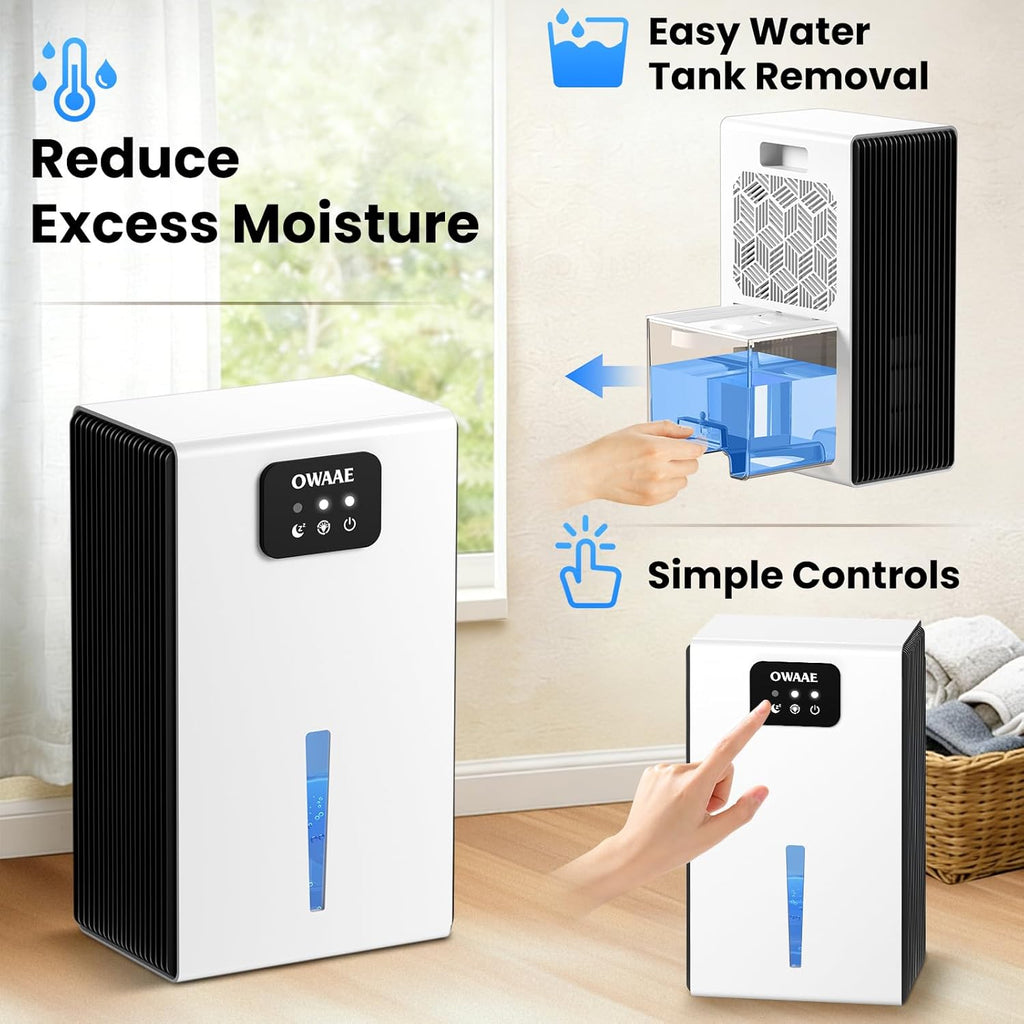 Dehumidifier, 1000 sq.ft Quiet Dehumidifiers for Home Bedroom Bathroom Basement with 95oz Water Tank, Sleep Mode