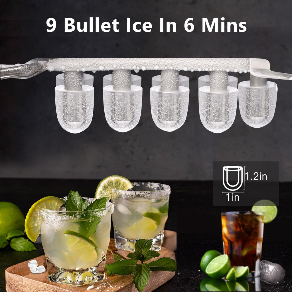 Countertop Ice Maker Portable Ice Machine with Handle,Self-Cleaning Ice Makers, 26Lbs/24H, 9 Ice Cubes Ready in 6