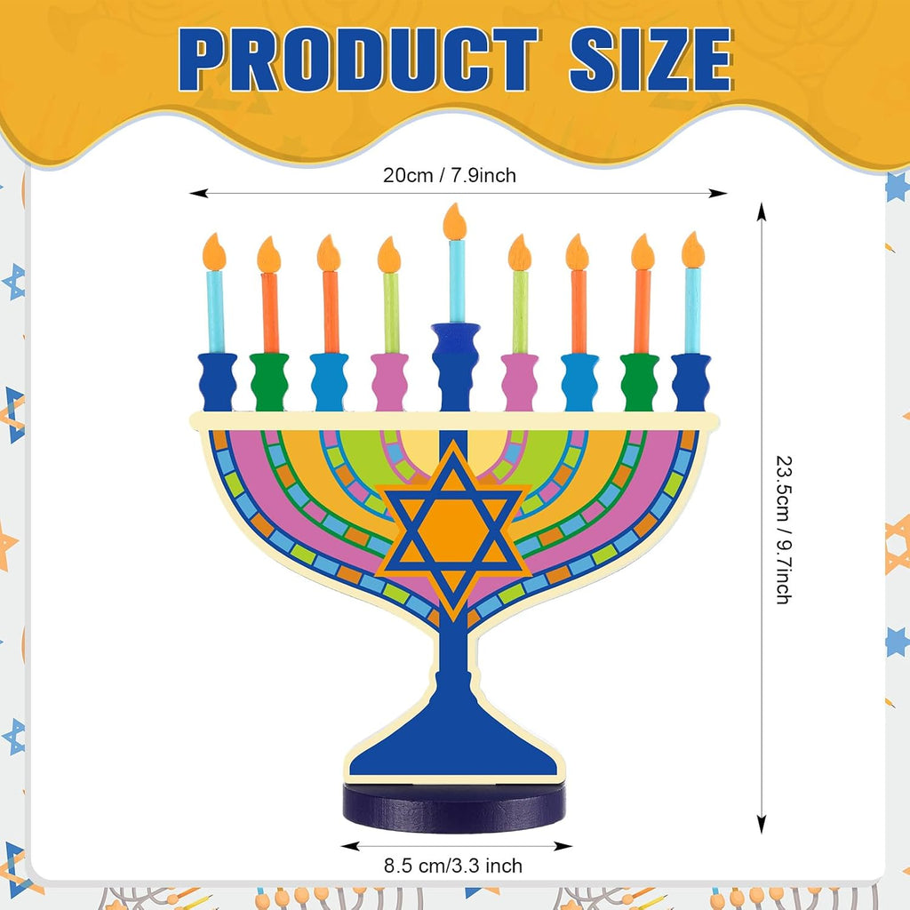 Hanukkah Wooden 9 Removable Candles, Candle Holder