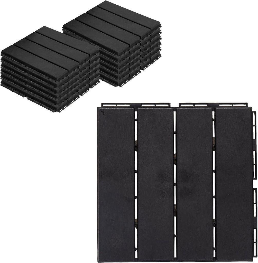 Interlocking Deck Tiles Plastic Waterproof Outdoor Flooring 12" x 12" for Patio Garden Deck Poolside Indoor Outdoor, 10