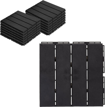 Interlocking Deck Tiles Plastic Waterproof Outdoor Flooring 12" x 12" for Patio Garden Deck Poolside Indoor Outdoor, 10