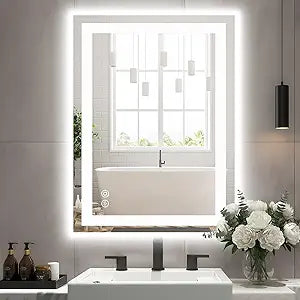 28"X36" Smart Anti-Fog Led Bathroom Mirror with Lights and Front Light & Backlit, 3 Color Temperatures, Dimmable,