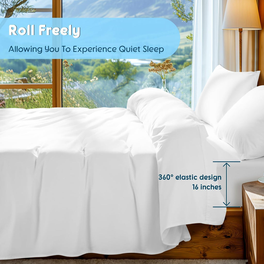 100% Egyptian Cotton Sheets Set - 1000 High Thread Count, Luxury 5-Star Hotel Sateen Bed Sheets, Soft, Breathable
