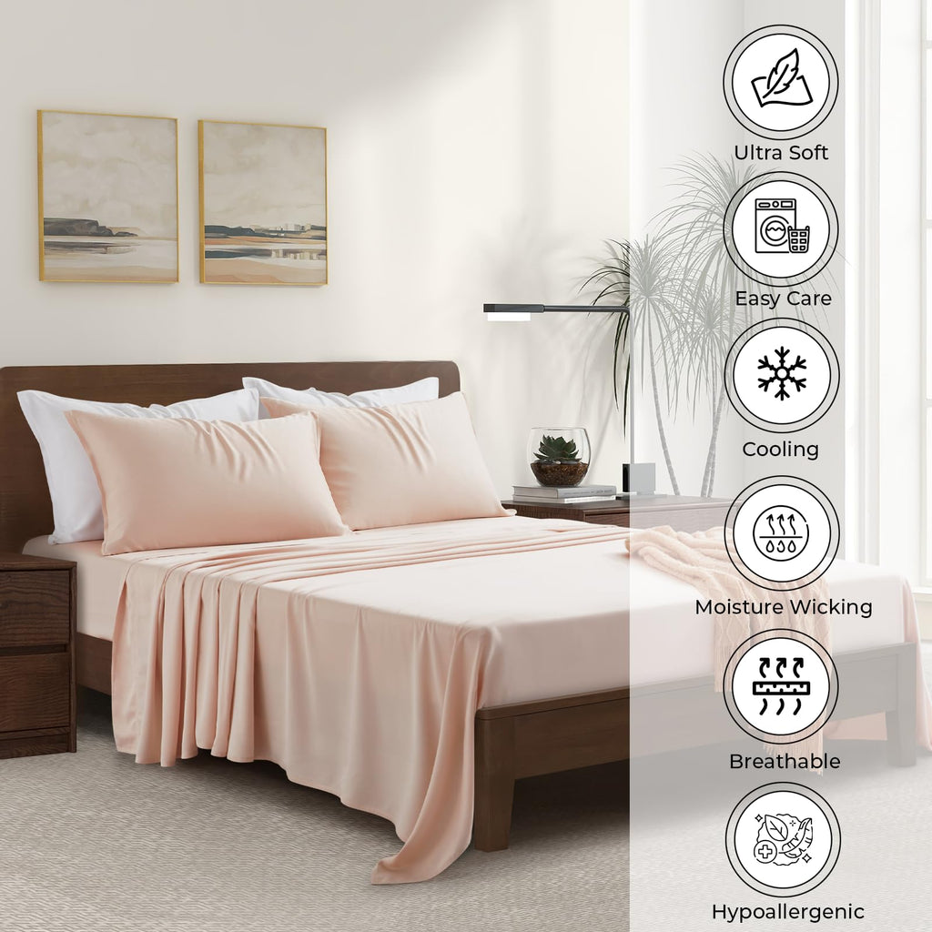 Split King Size Sheet Set | 2 Fitted Sheets for Sleep Number & Adjustable Beds | Organically Grown | Ultra Soft &
