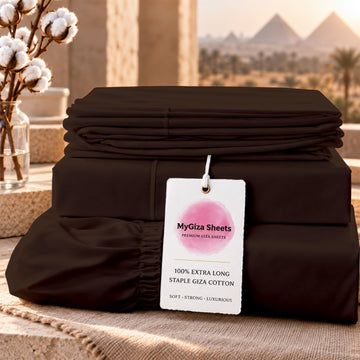 4 Pcs Full Sheet Set, 100% Certified Giza Egyptian Cotton, Soft & Luxury Sheets fits 15 Inches Deep Mattress