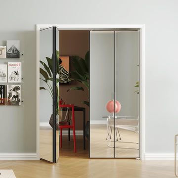 Bifold Doors, Improved 72" (Double 36") x 80" Mirror Closet Door
