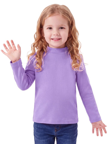 Toddler Girls Mock Turtleneck Long Sleeve Shirt Cotton Thermal Top