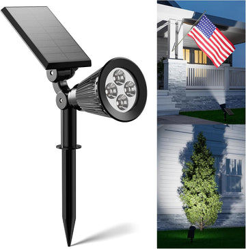 Solar Spot Lights Outdoor Waterproof for Flag, Palm Tree, Pole, Sign, Statue, Mailbox, Bright LED Outside Landscape