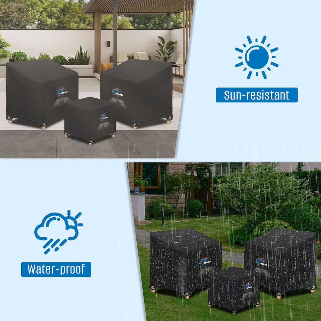 3 Piece Outdoor Veranda Patio Garden Furniture Cover Set | 210D Durable and Water Resistant Fabric,Fit for Outdoor