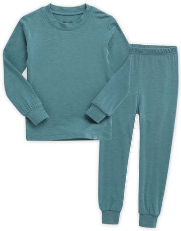 Kids Toddler Long Sleeve Sleepwear Pajamas 2pcs Set Modal Bluegreen M