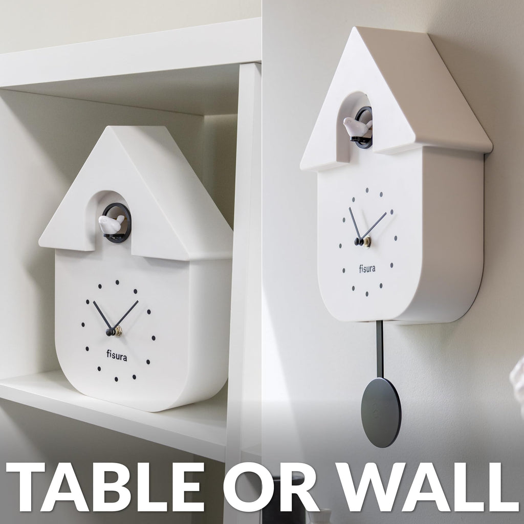 Cuckoo Wall Clock Decor, White & Black