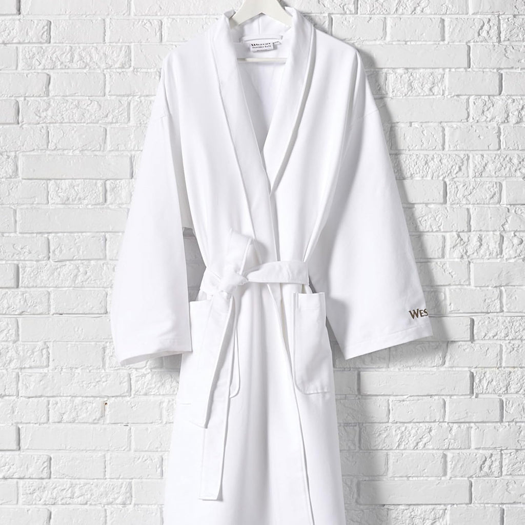 Spa Robe - Soft, Absorbent Microfiber Robe - White Lightweight Hotel Bathrobe - One Size