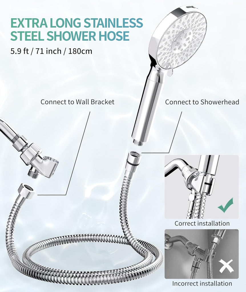 Filtered Shower Head with Handheld High Pressure 9 Spray Mode Showerhead Detachable Shower Head Water Softener Filters