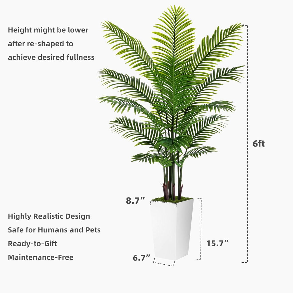 Artificial Plant 6FT Fake Palm Tree with Black Tall Planter