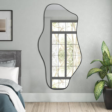Irregular Mirror, 47.2"x23" Large Asymmetrical Wall Mirror, Odd Shaped Mirrors, Modern Abstract Frameless Mirrors
