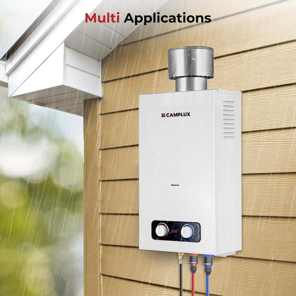 2.64 GPM Portable Tankless Water Heater, Outdoor Propane Water Heater with 4.33" S/S Rain Cap, for Camping, Cabin