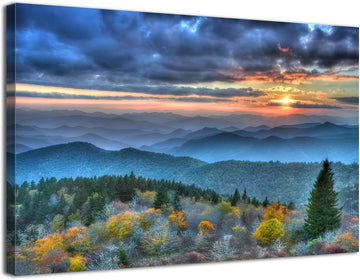 Large Smoky Mountain Wall Art Blue Ridge Mountains Wall Decor Appalachians National Park Posters Nature Sunset Forest