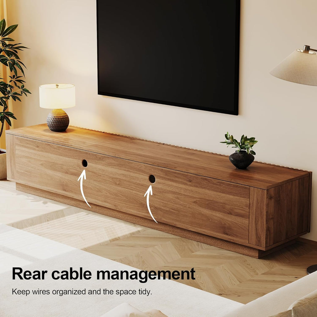 Modern 86.61" Extra Long TV Stand with Fluted Sliding Doors, Media Console Cabinet with Large Storage Compartments &