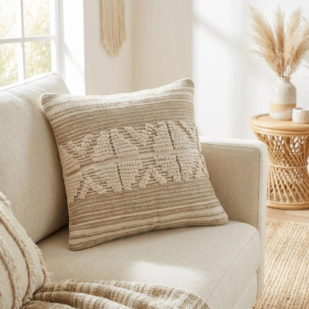 Handwoven Throw Pillow Cases - Rustic Elegance Natural