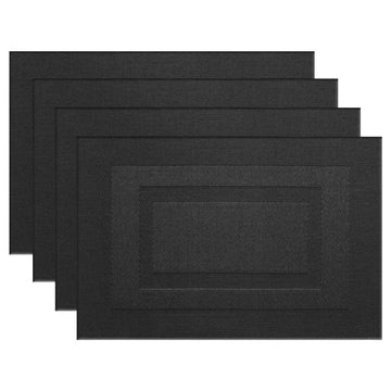 Placemats,Washable Vinyl Woven Table Mats,Elegant Durable Placemats for Dining Table Set of 4 (18 x 12 inches, Pure
