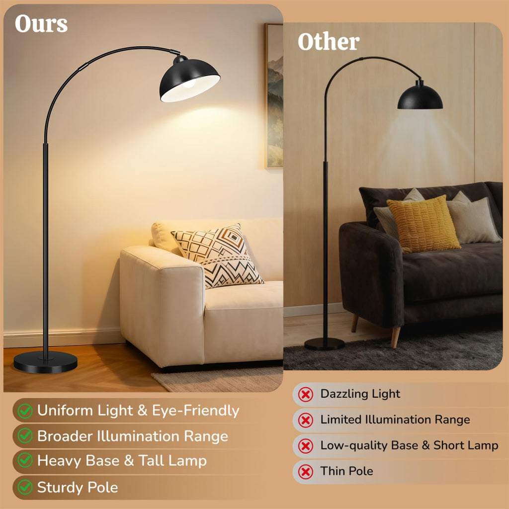 Arc Floor Lamps, 72" Modern Tall Lamp with Remote Control and Stepless Dimmable 9W LED Bulb