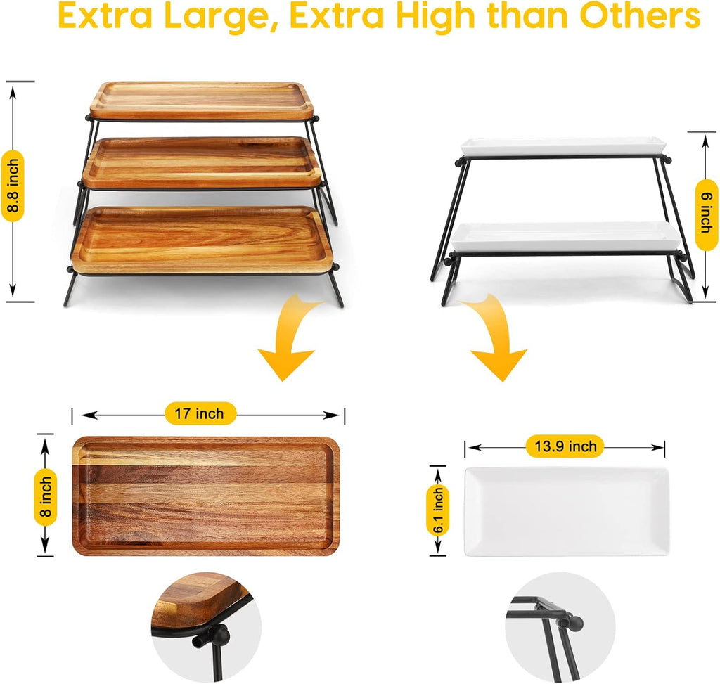 3 Tier Cupcake Stand and Towers Large Serving Tray for Party Acacia Wooden Dessert Table Display Set Decorative Tray