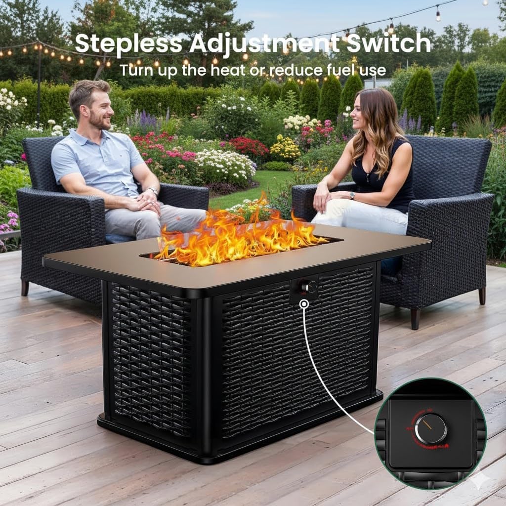 43-Inch Rectangular Propane Fire Pit Table