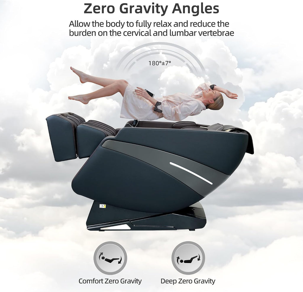 4D Massage Chairs Full Body Recliner with Heat Zero Gravity EX- SL Track Shiatsu Massage Chair with AI Voice, 7"