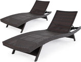 Katalina Chaise Lounge Set of 2-500lbs Support, UV Wicker, Ergonomic Wave Design, Reclining Backrest