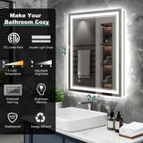 32x24 Inch LED Bathroom Mirror with Lights, 3 Colors Dimmable LED Vanity Mirror, Front and Back Lit, Anti-Fog, Memory