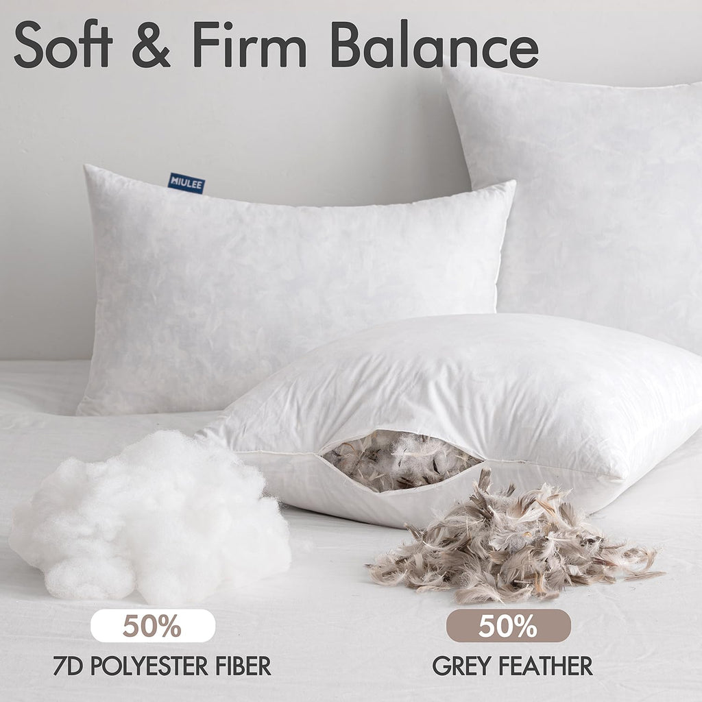 26x26 Euro Pillow Inserts 2 Pack, Feather Mix Polyester Blend Pillows