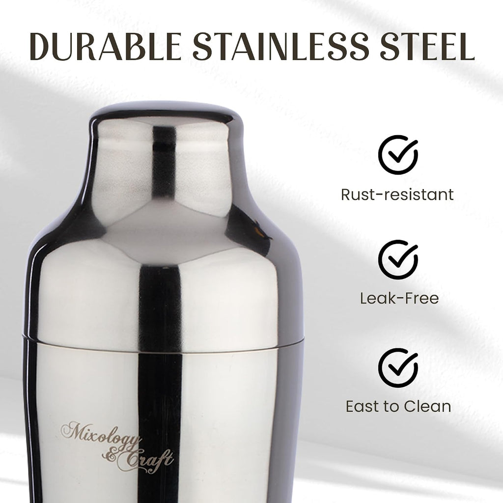 Cocktail Shaker Set with Dark Bamboo Stand - Professional 10-Piece Bartender Kit - Complete Bar Set & Cocktail Mixer