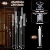 4 Pcs 10 Arm Wedding Acrylic Candelabra Table Centerpieces with 40 LED Candle 46.5'' Tall Floor Candlestick Clear