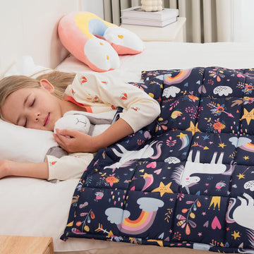 Weighted Blanket 7 lbs, Cooling Breathable Heavy Blanket for Sleep, Washable Glass Bead Weighted Throw, Soft