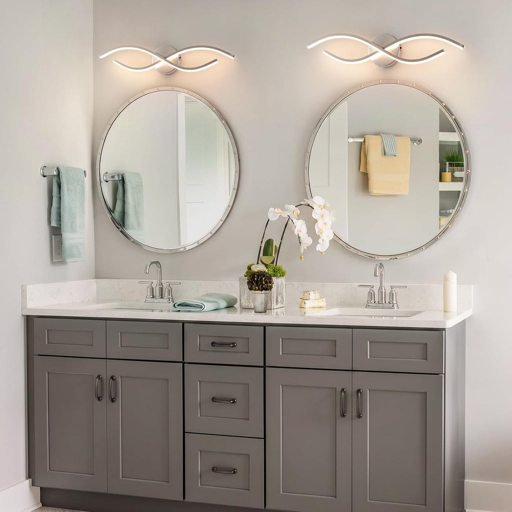 23 Inch Black Modern LED Vanity Light, 20W 5CCT Dimmable Bathroom Light Fixture Over Mirror, 2700K-6500K Contemporary