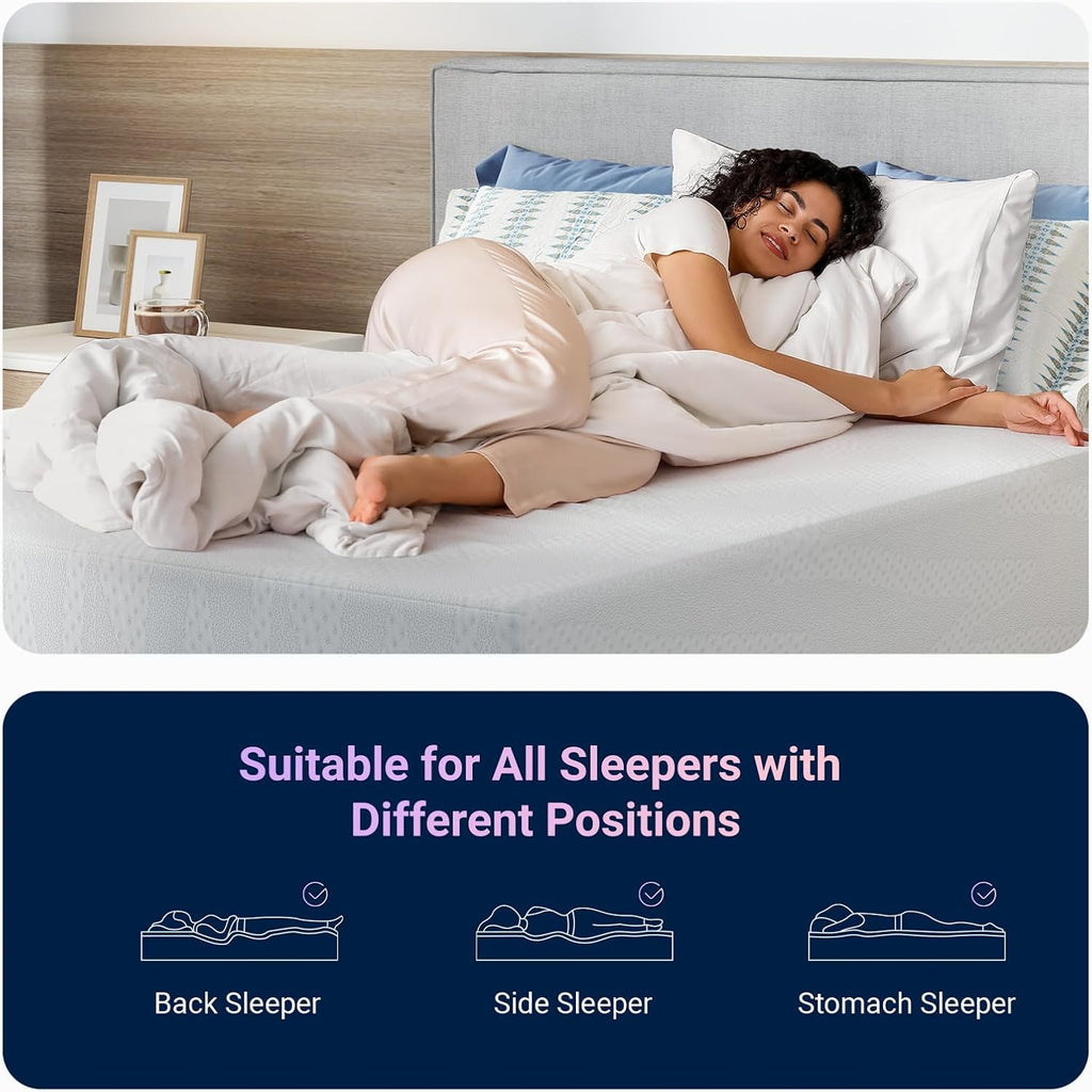 Queen Mattresses, 10 Inch Queen Size Mattress with Gel Memory Foam for Cool Night & Pressure Relief, Bed Mattress in