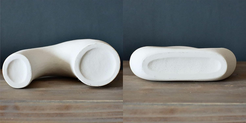 Donut Vase, Set of 2 - White Large Ceramic Vase - Minimalist Nordic, Hollow | Table Centerpiece, Olive Plant, Wedding