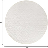 Home Versatile Ivory White 8' x Round Area Rug - Easy Clean, Non Shedding, Bed Room, Living Room, Di