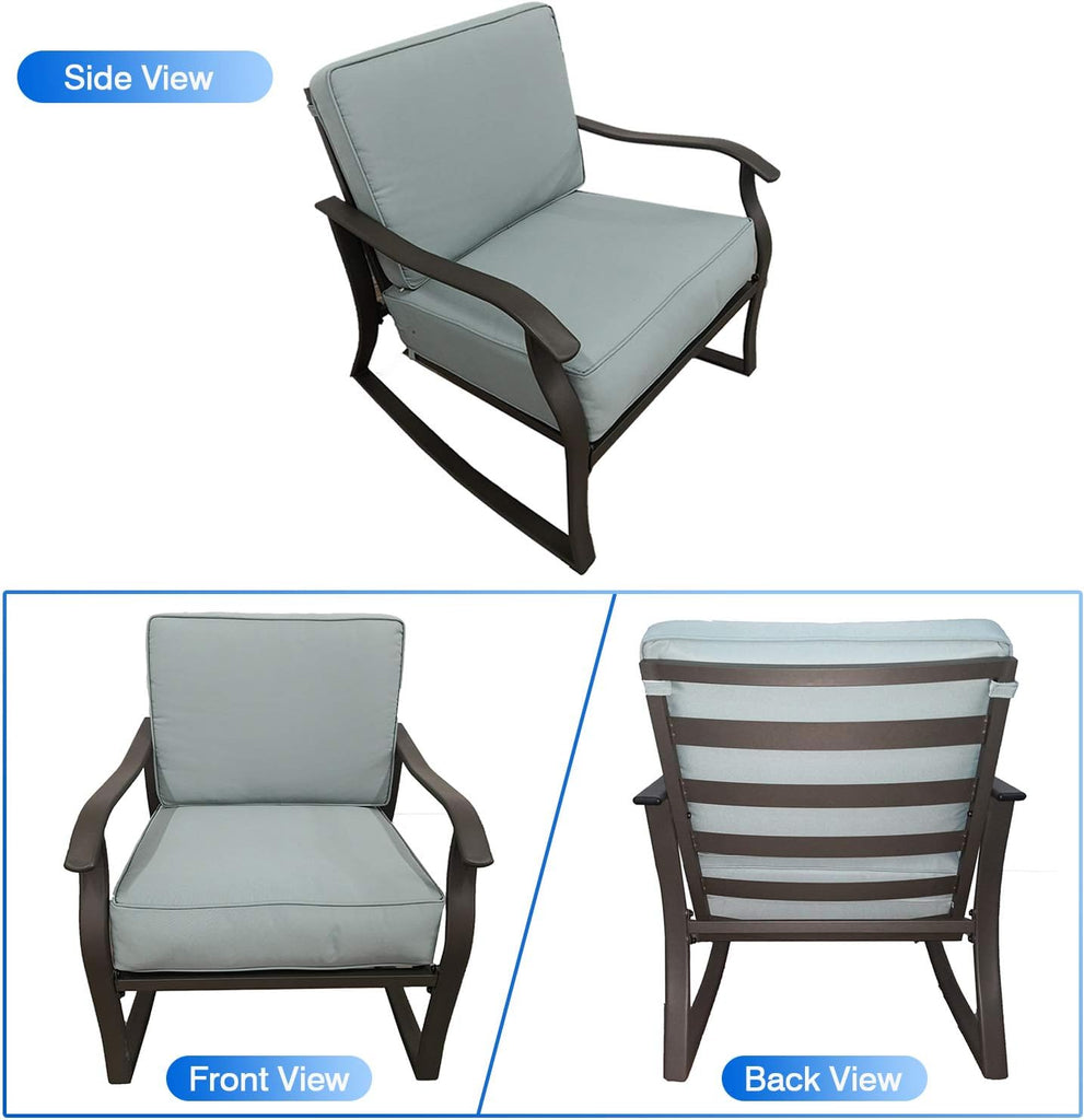 Casualstay Patio Chair Set of 2 Rocking Chairs with Comfortable Super Thick Back&seat Cushion,Durable Steel Frame